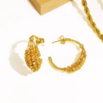 Gold Plated Woven Hoop Earrings Set