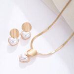 Elegant Heart-Shaped Gold Plated Necklace and Earrings Set