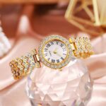 DazzleGold Diamond Roman Watch